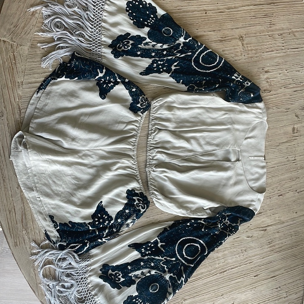 FREE PEOPLE BEADED ANS FRINGE SHORT SET SIZE XS